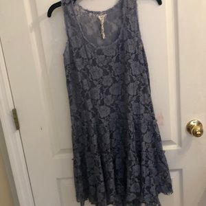 Free People Blue/Gray Floral Lace Dress